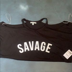 SAVAGE Charlotte Russe NWT cut black shirt SZ L
